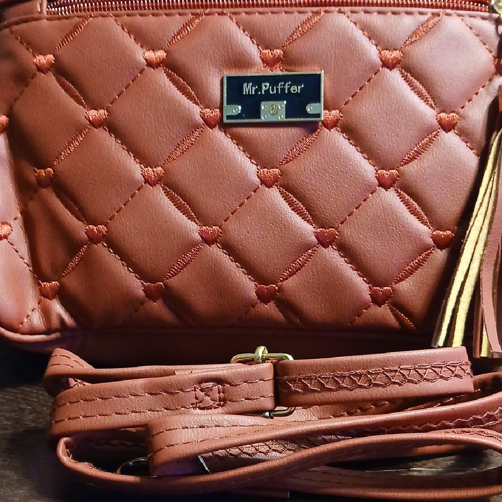 NWOT Mr Puffer Quilted Crossbody Bag - Brown